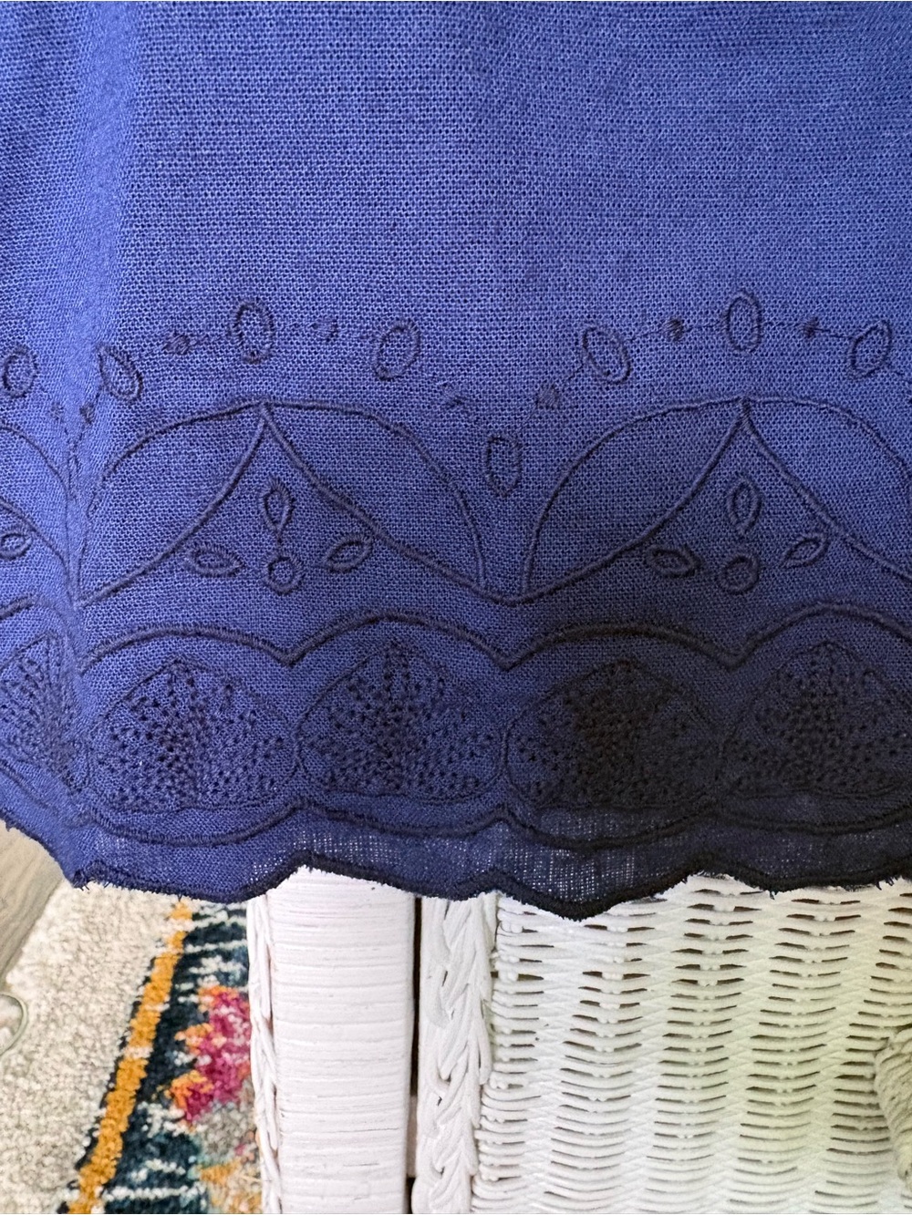 Roller Rabbit Navy Eyelet Cropped Button-Front Top - Picture 2 of 4